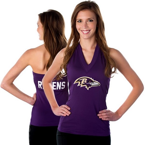 All Sport Couture Baltimore Ravens Women's Blown Cover Halter Top - Purple